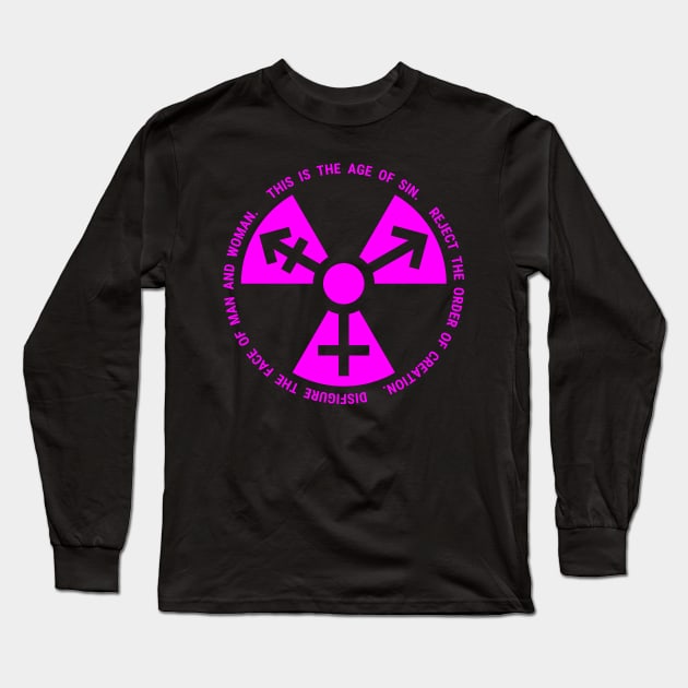 Trans Radiation - Papal Text - Fuchsia(-ish) Long Sleeve T-Shirt by GenderConcepts